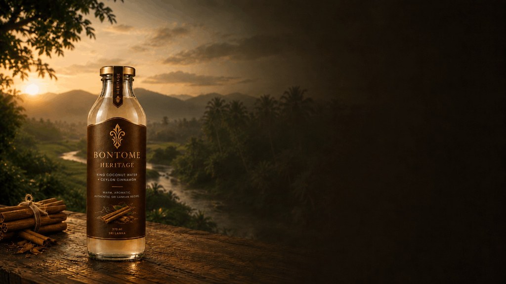 BONTOME HERITAGE bottle with Ceylon cinnamon artwork